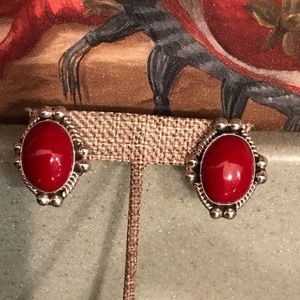 VINTAGE TAXCO SS RED CORAL EARRINGS
